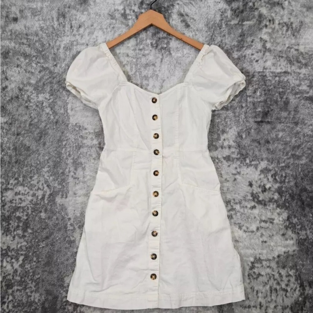 Madewell Linen Cotton Puff sleeve Mini dress size 14